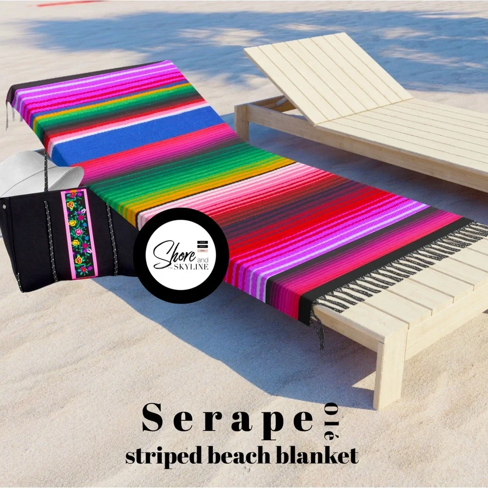 sand free beach blanket resort towel floral stripes splash plumes red pink blue